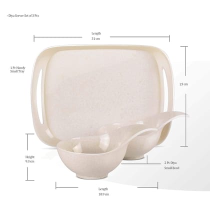 Milton Melamine Diya Serving Set - Includes 1 Tray and 2 Bowls - Perfect for Parties, Events, and Home Use
