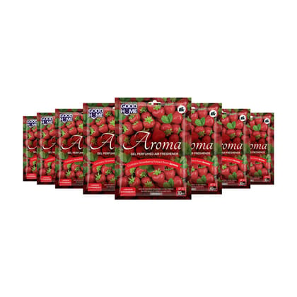 Good Home Air Freshener Aroma Gel |Long Lasting Premium Fragrance Booster |Skin Friendly for Home/Office/Bathrom(Luscious Strawberry - Pack of 8, 10g x 8)