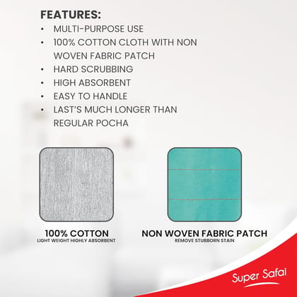 Spotzero By Milton Cloth Pocha (Aqua Green, Grey, Cotton) , Pack Of 3