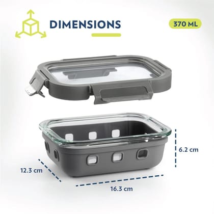 Borosil Klip Plus Airtight Glass Food Storage Containers with Locking Lids, Leakproof and BPA-Free, Perfect for Meal Prep and Leftovers