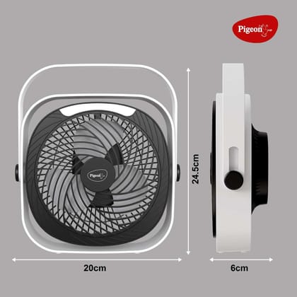 Pigeon Aura Portable Mini Fan with 1800mAh Rechargeable Battery, 3 Speed Modes & USB Charging | UltraLite, 360° Rotation, Multi-Clip Function for Home