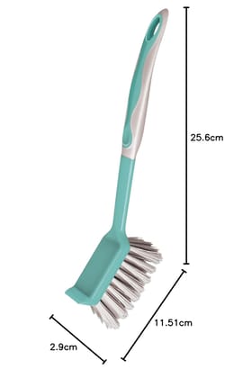 Spotzero By Milton Dish & Kitchen Sink Brush, Bathroom Tiles Cleaning Brush, Comfortable Grip, Flexible Bristles, Aqua Green, Pack of 1