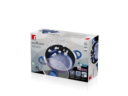 BERGNER Diamanti Aluminum Casserole with Lid, 20Cm, Blue,Non-Stick, 2.5 Liter