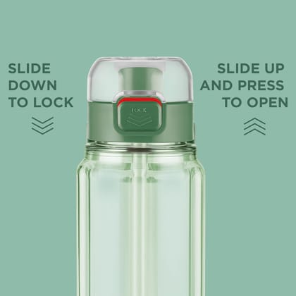 MILTON Aston 1000 BPA & BPS-Free Water Bottle 1 ltr | Food-Grade Plastic | One-Click Open | Leak-Proof | Sip & Gulp Lid I Ideal for Office, School, College, Gym