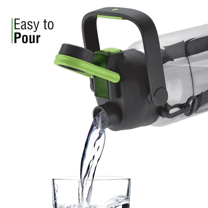 MILTON Eros 1500, 2-in-1 Sip or Gulp Lid Water Bottle 1.47L | Unbreakable Plastic - Crystal Clear Design | Leak-Proof & BPA-Free, One-Click Open | Ideal for Office, Gym & Travel Use