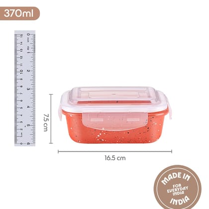 Borosil 370 ml Kube Pink Food Storage Container with Air Tight Lid | Rectangle Shape Borosilicate Glass Organiser | Microwave & Dishwasher Safe | For Fridge, Kitchen Storage