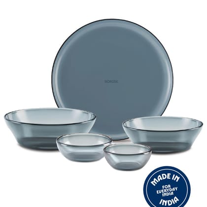 Borosil 20pc Aura India’s First Coloured Handcrafted Dinner Set | Microwave, Dishwasher & Oven Safe | Crockery for Gifting & Dining (Black)