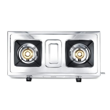 Borosil Smart Flame DLX 2 Burner Stainless Steel Gas Stove | Brass Burner | LPG Gas Stove | Mannual Ignition | Dip Tray, Anti Skid Legs | 360⁰ revolving nozzle | High Effeciency Burner | 2 Years Warranty