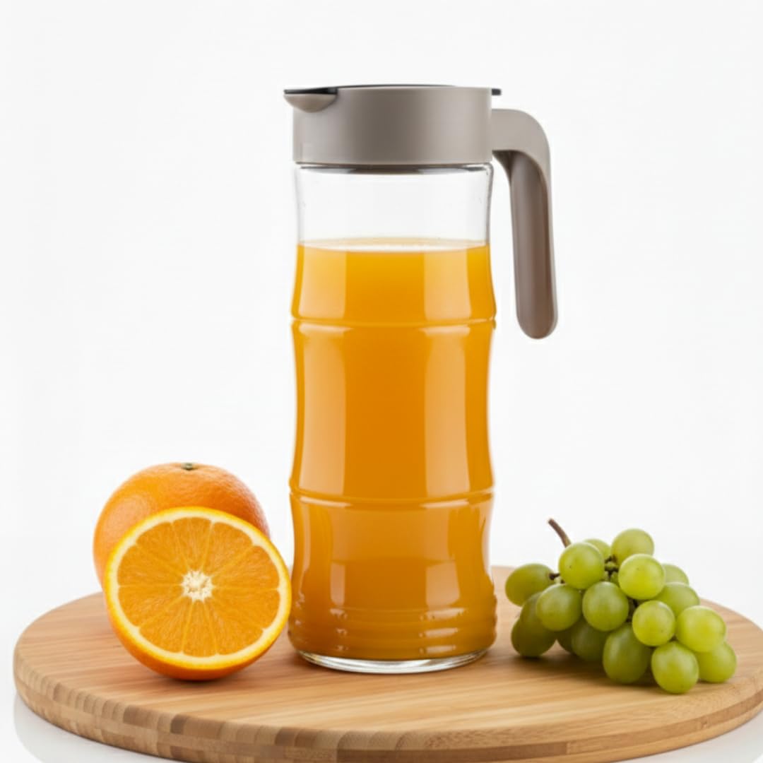 Max Senso Bamboo Multipurpose Plastic Jug Food Grade Unbreakable Water Jug with Push to Open Lid for Serving Water, Juice, Beverages,1400ml, Polycarbonate Body, (Colour May Very)