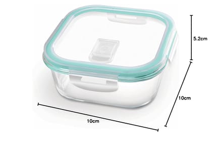 Treo by Milton Hi Borosilicate Clip Fresh Glass Storage Square Container for Kitchen With Air-Tight Lid, Microwave & Oven Safe, 160 ml, Transparent