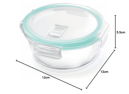 Treo by Milton Hi Borosilicate Clip Fresh Round Container, 200 ml, 1 Piece, Glass