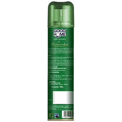 Good Home Room Freshener Spray Mubaraka Freshens Air Premium Fragrance Long Lasting Freshness, 140 g