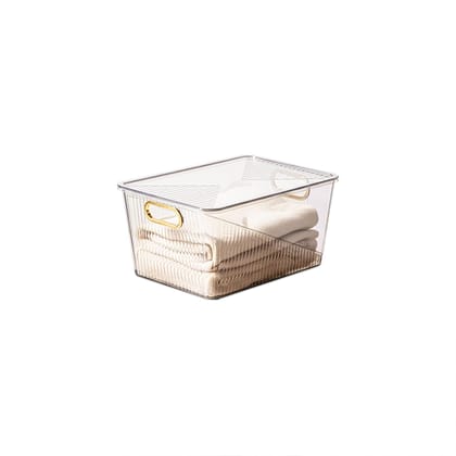 MILTON Premier Organizer Small 2.5 Litre Multipurpose Unbreakable Plastic Storage Box with Lid, Crystal Clear, BPA-Free, Stackable & Transparent,for Clothes,Toys,Kitchen, Office & Household Items,Grey