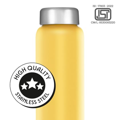 Borosil 1L Apex 3pc Stainless Steel Made in India Water Bottle Set | Leak-Proof, Odour-Free, Powder Coated Bottles | Fridge Safe | Blue, Yellow, Lavender