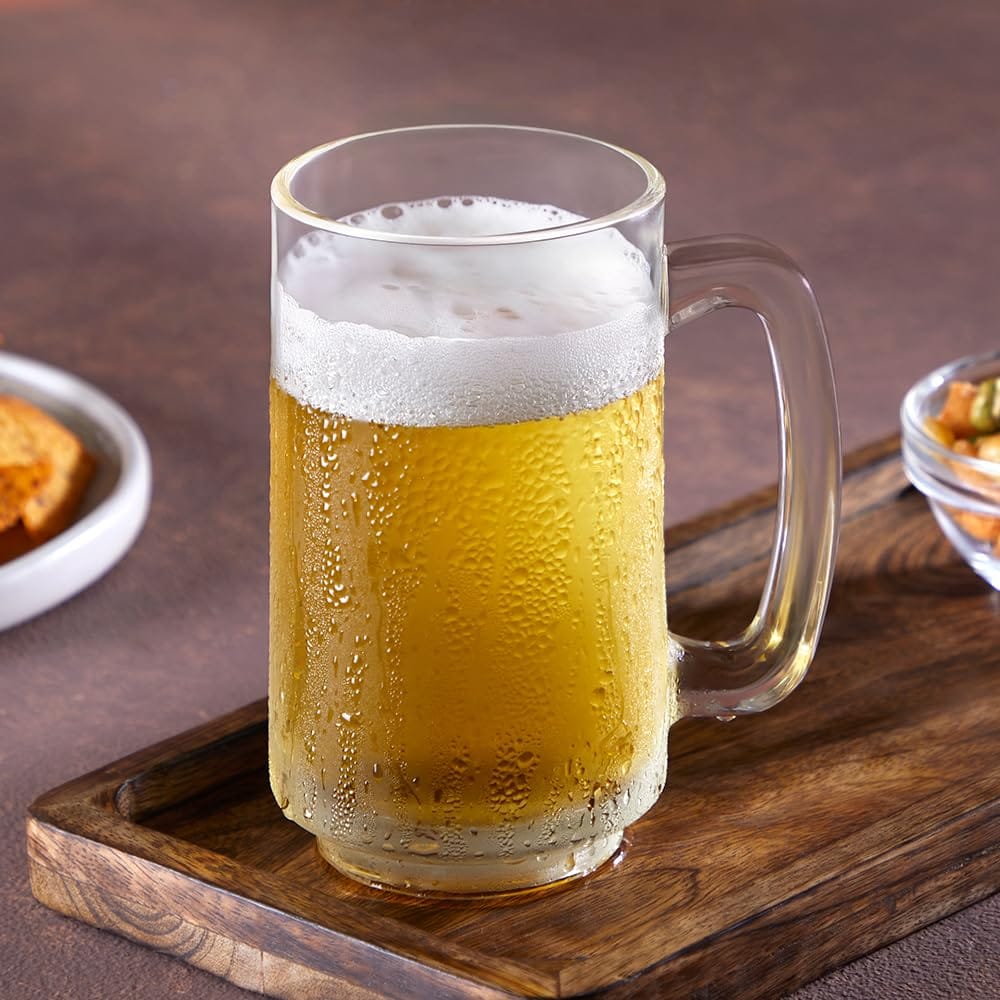 Borosil 390ml Cozy Beer Mug | Borosillicate Glass Transparent Pitcher for Beer