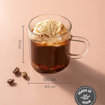 Borosil Borosilicate Vision Fluted Classic Mug Set of 6 , 190ml