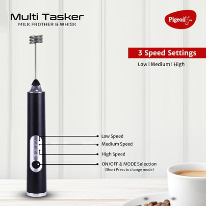 Pigeon Milk & Coffee Frother Rechargable| 2 in 1 Handheld Frother and Egg Whisker | 1 Year Warranty| 3 Speed Setting| Black