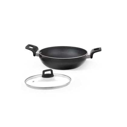 Borosil Granito Non-Stick Fry Pan, Induction Friendly, Granite Finish, PFOA-Free,28 cm Diameter, Black