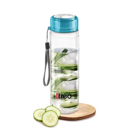 Treo By Milton Hector Glass Bottle 1000 ml I Leak Proof I Premium Glass I Food Grade-Bpa Free Material I Odour Proof I Easy To Carry Strap I Perfect for Home, Office, Blue