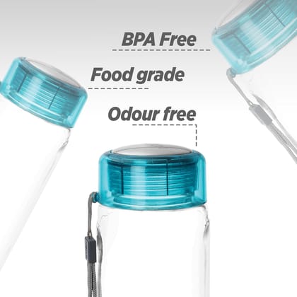 Treo By Milton Hector Glass Bottle 1000 ml I Leak Proof I Premium Glass I Food Grade-Bpa Free Material I Odour Proof I Easy To Carry Strap I Perfect for Home, Office, Blue