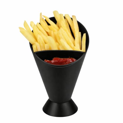 Milton Melamine Fries Shelf Holder Assorted Sauce Chips Dip Snack Cone Stand Plastic Dip Cup Two Cup-mouth Tableware Tray Container Kitchen Tool