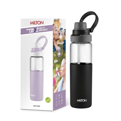 MILTON Navi 800 2-in-1 Lid Sip or Gulp Water Bottle 800 ml | Sturdy Handle I BPA Free| Food-Grade | One-Touch Open | Leak-Proof | Ideal for Office, School, College, Gym