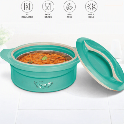 Milton Zenith Jr Gift Set Casserole, Set of 3, (500 ml, 1000 ml, 1500 ml), Green | Food Grade | Double Walled | Easy to Carry