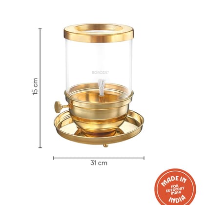 Borosil Large Size Vandana Diya Decorative Brass Oil Lamp | Tea Light Holder | Puja Dia for Mandir | Lantern Deepam with Borosilicate Glass Cover
